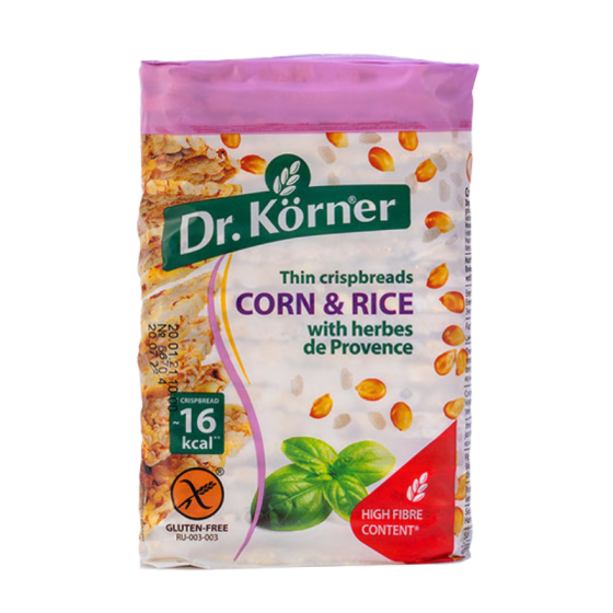 DR .KORNER THIN CRIPBREADS CORN & RICE WITH HERBES